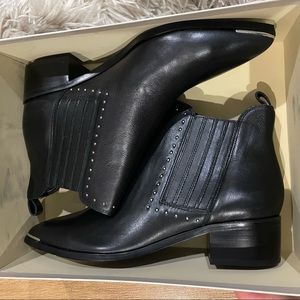 NWB Yami Black Leather Studded Bootie